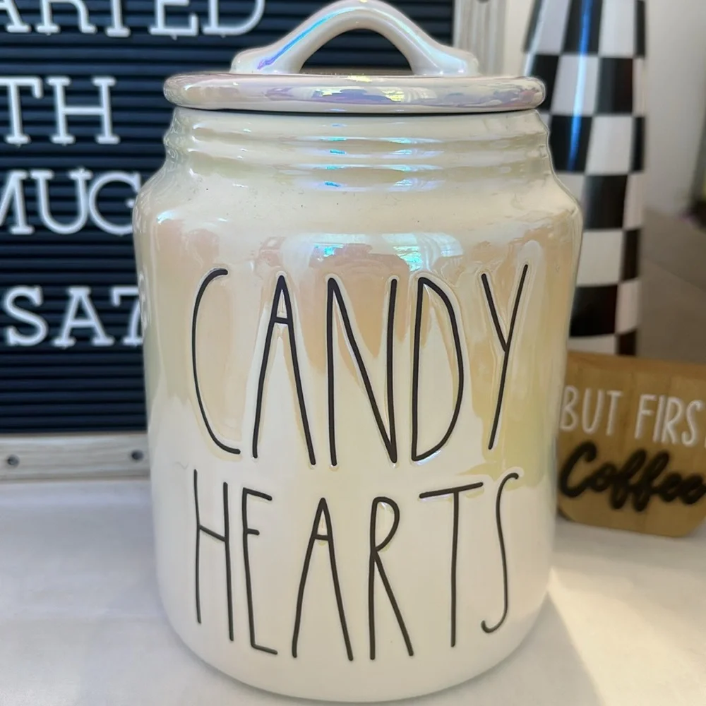RAE DUNN CANDY HEARTS Iridescent Canister.